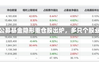 百亿规模公募基金隐形重仓股出炉，多只个股业绩向好