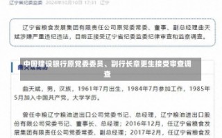 中国建设银行原党委委员、副行长章更生接受审查调查