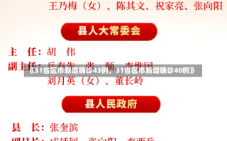 《31省区市新增确诊43例，31省区市新增确诊40例》