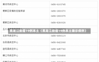黑龙江新增19例本土（黑龙江新增19例本土确诊病例）