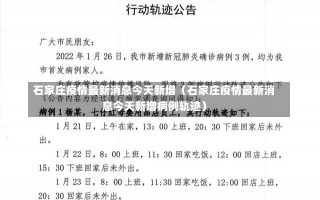 石家庄疫情最新消息今天新增（石家庄疫情最新消息今天新增病例轨迹）