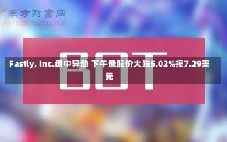 Fastly, Inc.盘中异动 下午盘股价大跌5.02%报7.29美元