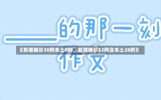 《新增确诊30例本土8例，新增确诊32例含本土28例》