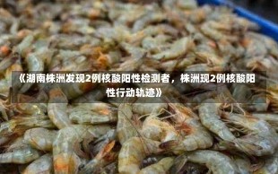 《湖南株洲发现2例核酸阳性检测者，株洲现2例核酸阳性行动轨迹》