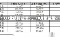 比亚迪：Q3业绩稳健增长，10月销量超50万辆