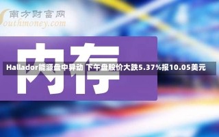 Hallador能源盘中异动 下午盘股价大跌5.37%报10.05美元