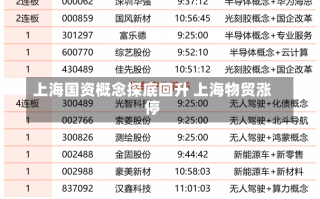 上海国资概念探底回升 上海物贸涨停