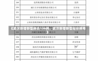 《武汉新增新型肺炎136例，武汉新增新型冠状病毒》