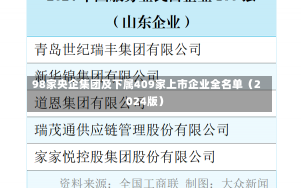 98家央企集团及下属409家上市企业全名单（2024版）