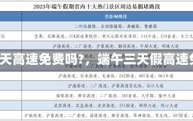 《端午三天高速免费吗?，端午三天假高速免费吗》