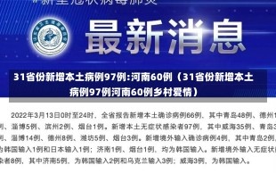 31省份新增本土病例97例:河南60例（31省份新增本土病例97例河南60例乡村爱情）