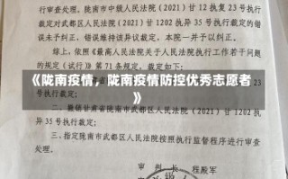 《陇南疫情，陇南疫情防控优秀志愿者》