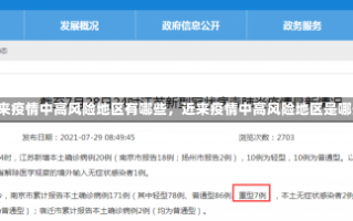 《近来疫情中高风险地区有哪些，近来疫情中高风险地区是哪些》