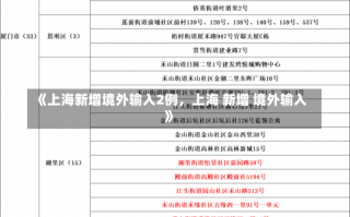 《上海新增境外输入2例，上海 新增 境外输入》