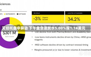 艾切托盘中异动 下午盘急速跳水5.00%报1.14美元