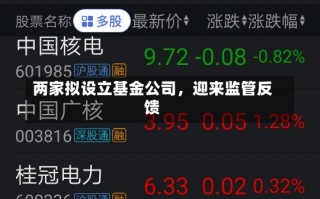 两家拟设立基金公司，迎来监管反馈