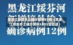 黑龙江新增本土确诊病例25例（黑龙江新增本土确诊病例5例行动轨迹）