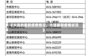 《大连的最新疫情情况，大连最新疫情状况》