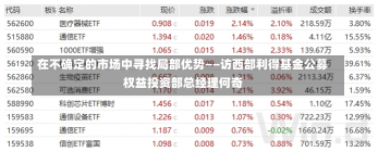 在不确定的市场中寻找局部优势——访西部利得基金公募权益投资部总经理何奇-第2张图片-多讯网