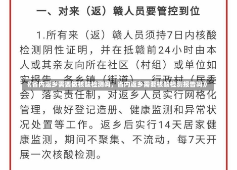 《省内返乡需要做核酸检测吗，省内返乡需要核酸检测报告吗》-第1张图片-多讯网