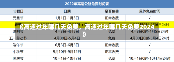 《高速过年哪几天免费，高速过年哪几天免费2024》-第3张图片-多讯网