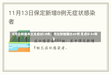 《河北新增本土无症状28例，河北新增确诊40例 无症状26例》-第1张图片-多讯网