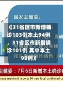 《31省区市新增确诊103例本土94例，31省区市新增确诊101例 其中本土98例》-第1张图片-多讯网