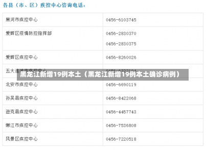 黑龙江新增19例本土（黑龙江新增19例本土确诊病例）-第1张图片-多讯网