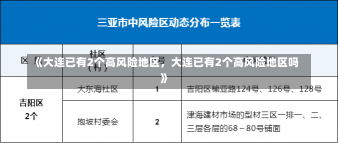 《大连已有2个高风险地区，大连已有2个高风险地区吗》-第1张图片-多讯网