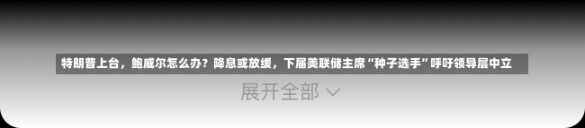 特朗普上台，鲍威尔怎么办？降息或放缓，下届美联储主席“种子选手”呼吁领导层中立-第2张图片-多讯网