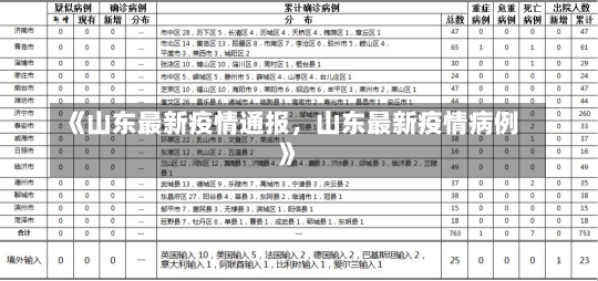 《山东最新疫情通报，山东最新疫情病例》-第1张图片-多讯网