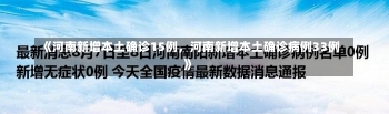 《河南新增本土确诊15例，河南新增本土确诊病例33例》-第1张图片-多讯网