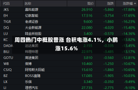 周四热门中概股普涨 台积电涨4.1%，小鹏涨15.6%-第1张图片-多讯网