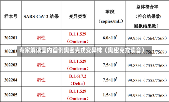 专家解读国内首例奥密克戎变异株（奥密克戎读音）-第2张图片-多讯网