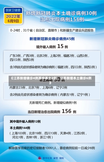 《江苏新增确诊4例其中本土2例，江苏新增本土确诊6例》-第1张图片-多讯网