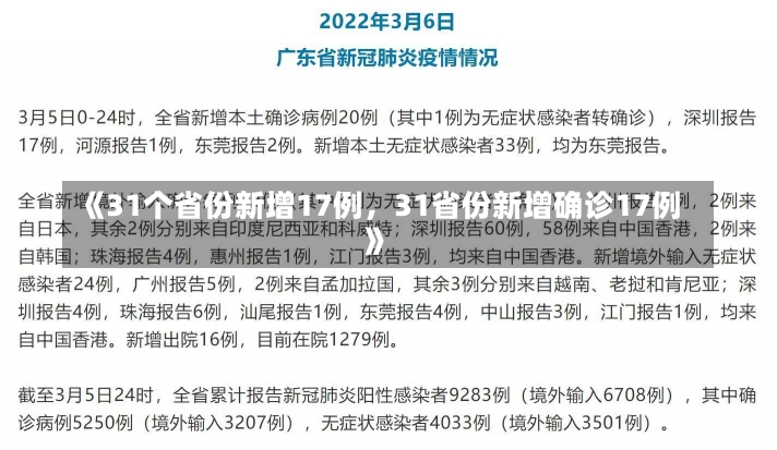 《31个省份新增17例，31省份新增确诊17例》-第1张图片-多讯网