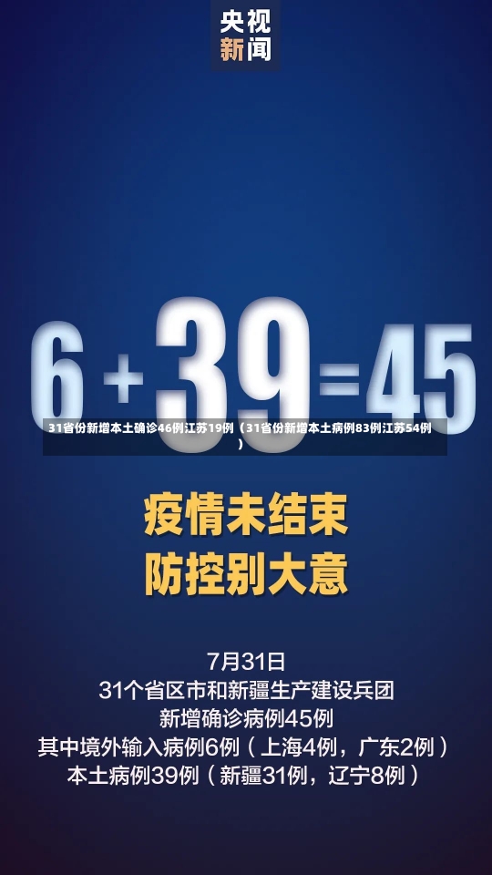 31省份新增本土确诊46例江苏19例（31省份新增本土病例83例江苏54例）-第1张图片-多讯网