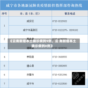 《云南新增本土确诊病例9例，云 南新增本土确诊病例8例》-第1张图片-多讯网