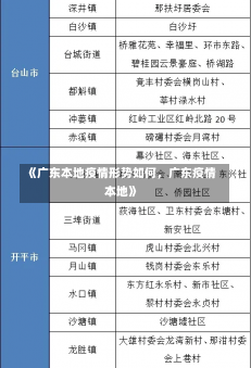 《广东本地疫情形势如何，广东疫情 本地》-第1张图片-多讯网