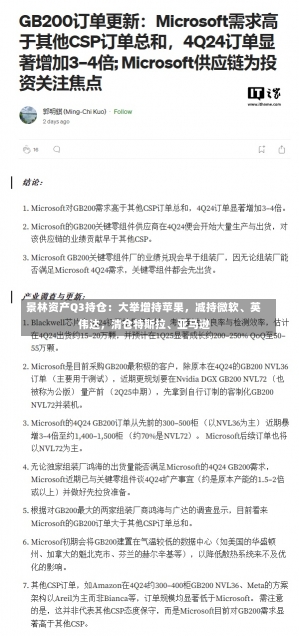 景林资产Q3持仓：大举增持苹果，减持微软、英伟达，清仓特斯拉、亚马逊-第1张图片-多讯网