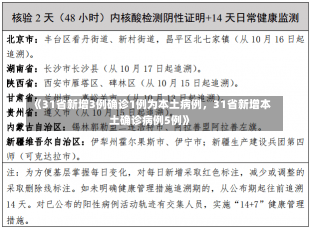 《31省新增3例确诊1例为本土病例，31省新增本土确诊病例5例》-第1张图片-多讯网