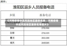 《河南疫情中高风险地区最新名单，河南疫情中高风险地区最新名单图片》-第1张图片-多讯网