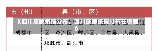 《四川成都疫情分布，四川成都疫情分布在哪里》-第3张图片-多讯网