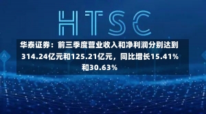 华泰证券：前三季度营业收入和净利润分别达到314.24亿元和125.21亿元，同比增长15.41%和30.63%-第2张图片-多讯网