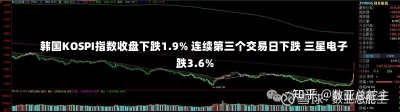 韩国KOSPI指数收盘下跌1.9% 连续第三个交易日下跌 三星电子跌3.6%-第1张图片-多讯网