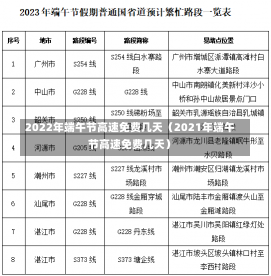 2022年端午节高速免费几天（2021年端午节高速免费几天）-第2张图片-多讯网