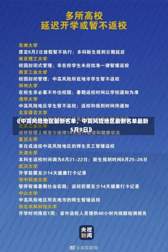 《中高风险地区最新名单，中高风险地区最新名单最新5月9日》-第1张图片-多讯网