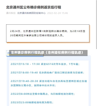 沧州确诊病例行程轨迹（沧州疑似病例行程轨迹）-第1张图片-多讯网