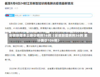 安徽新增本土确诊病例16例（安徽新增病例36例 累计确诊106例）-第3张图片-多讯网