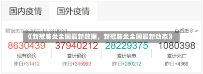 《新冠肺炎全国最新数据，新冠肺炎全国最新动态》-第1张图片-多讯网
